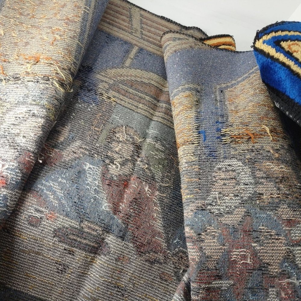 VTG 32x19 Runner Tapestry Italian Rayon Waste Cotton RT CO NY Last Supper 13379 - Picture 6 of 7